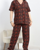 Büyük Beden Düğmeli Süprem Pijama Takımı Siyah - 50350.919.