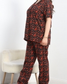 Büyük Beden Düğmeli Süprem Pijama Takımı Siyah - 50350.919.
