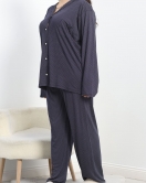 Puantiyeli Viskon Battal Pijama Takımı Lacibeyaz - 40406.1950.