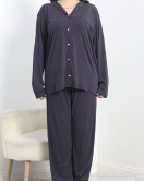Puantiyeli Viskon Battal Pijama Takımı Lacibeyaz - 40406.1950.