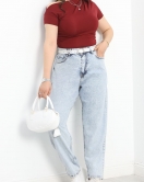 Büyük Beden Boyfriend Kot Pantolon Buzmavi - 30384.1975.