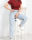 Büyük Beden Boyfriend Kot Pantolon Buzmavi - 30384.1975.