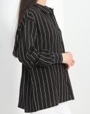 Çizgili Oversize Gömlek Siyah - 30497.308.