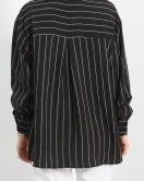 Çizgili Oversize Gömlek Siyah - 30497.308.