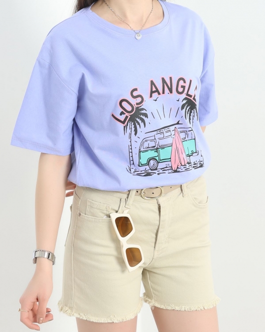 Baskılı Oversize Tişört Bebemavi - 22613.1878.