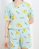 Alt Üst Aynı Şortlu Pijama Takımı Sarıyeşil - 713.1287.