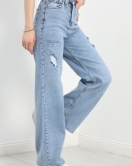 Wide Leg Kot Pantolon Açıkmavi - 30484.1975.