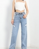Wide Leg Kot Pantolon Açıkmavi - 30484.1975.