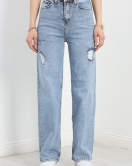 Wide Leg Kot Pantolon Açıkmavi - 30484.1975.