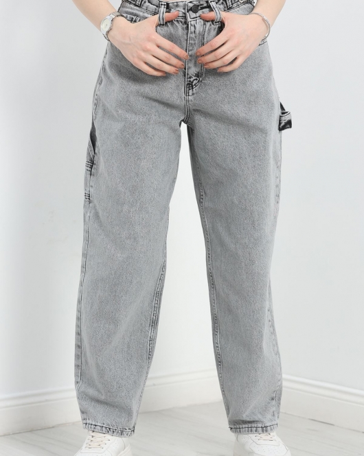 Carpenter Detaylı Baggy Kot Pantolon Gri - 30478.1975.
