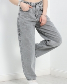 Carpenter Detaylı Baggy Kot Pantolon Gri - 30478.1975.