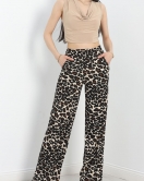Polyester Kaşkorse Beli Lastikli Pantolon Leopar - 40522.1247.