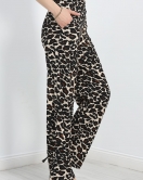 Polyester Kaşkorse Beli Lastikli Pantolon Leopar - 40522.1247.