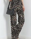 Polyester Kaşkorse Beli Lastikli Pantolon Leopar - 40522.1247.
