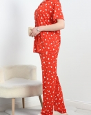 Milan Kumaş Düğmeli Pijama Takımı Kırmızıkalp - 50145.1857.