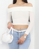 Madonna Yaka Crop Yumoş Body Kırıkbeyaz - 50209.1723.
