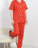 Milan Kumaş Düğmeli Pijama Takımı Kırmızıkalp - 50145.1857.