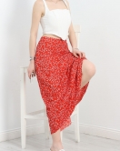 Desenli Midi Etek Kırmızı - 70036.1355.