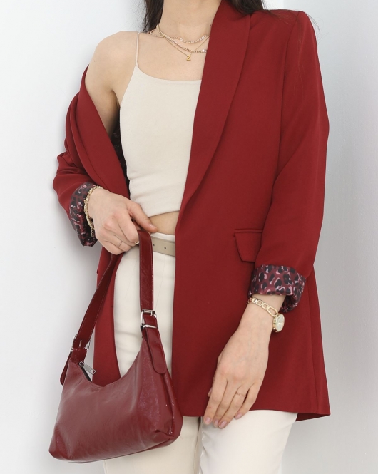 Astarlı Klasik Blazer Ceket Bordo - 70034.1909.