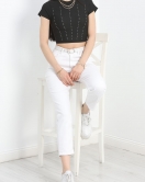 Taş Detay Ottoman Crop Body Siyah - 40525.1594.