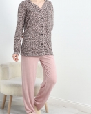Poliviskon Düğmeli Pijama Takımı Gülkurusu - 50380.1902.