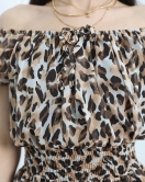 Leopar Desen Şifon Elbise Siyahbej - 40537.1987.
