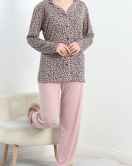 Poliviskon Düğmeli Pijama Takımı Gülkurusu - 50380.1902.