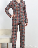 Rotasyon Düğmeli Pijama Takımı Lacivert - 50379.1902.