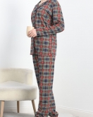 Rotasyon Düğmeli Pijama Takımı Lacivert - 50379.1902.