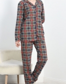 Rotasyon Düğmeli Pijama Takımı Lacivert - 50379.1902.