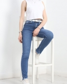 Paça Lazerli Slim Kot Pantolon Koyumavi - 30424.1904.