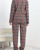 Rotasyon Düğmeli Pijama Takımı Lacivert - 50379.1902.