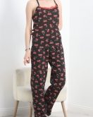 Yaka Dantelli Süprem Pijama Takımı Siyahkiraz - 50192.1857.