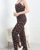 Yaka Dantelli Süprem Pijama Takımı Siyahkiraz - 50192.1857.
