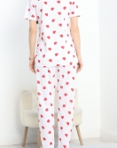 Düğmeli Süprem Pijama Takımı Beyazkırmızı - 50389.1048.
