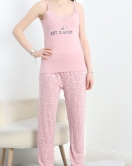 Dantel Detaylı Viskon İp Askılı Pijama Takımı Pembe - 50385.1050.