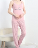Dantel Detaylı Viskon İp Askılı Pijama Takımı Pembe - 50385.1050.