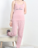 Dantel Detaylı Viskon İp Askılı Pijama Takımı Pembe - 50385.1050.