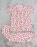 10-16 Yaş Düğmeli Süprem Pijama Takımı Kırmızıbeyaz - 50193.1857.