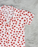 10-16 Yaş Düğmeli Süprem Pijama Takımı Kırmızıbeyaz - 50193.1857.