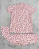 10-16 Yaş Düğmeli Süprem Pijama Takımı Kırmızıbeyaz - 50193.1857.