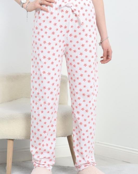 Desenli Süprem Pijama Altı Beyazçiçek - 70070.1952.
