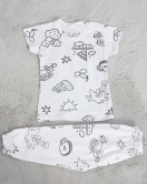 3-6 Yaş Boyanabilir Çocuk Pijama Takımı Beyaz - 70067.1952.