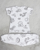 3-6 Yaş Boyanabilir Çocuk Pijama Takımı Beyaz - 70067.1952.