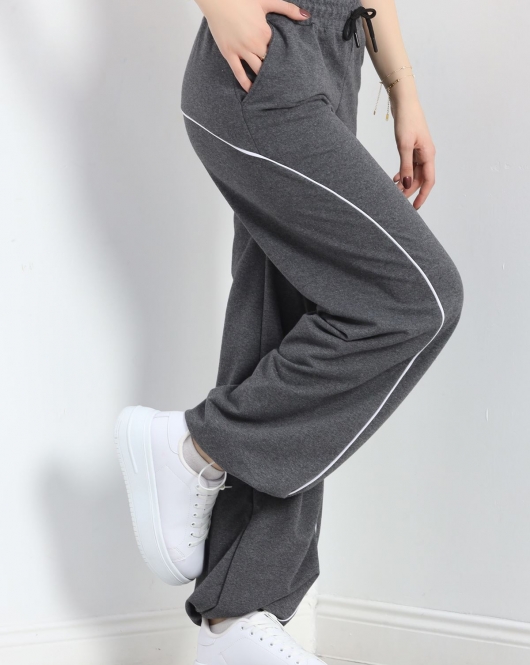 Paça Stoperli 2 İplik Eşofman Altı Füme - 50058.1857.