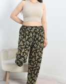 Büyük Beden Viskon Pijama Altı Yeşilsiyah - 40410.1929.