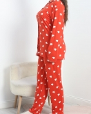 Milan Düğmeli Büyük Beden Pijama Takımı Kırmızı - 50381.1902.