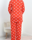 Milan Düğmeli Büyük Beden Pijama Takımı Kırmızı - 50381.1902.