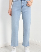 Paça Yırtmaçlı Straight Kot Pantolon Buzmavi - 30532.1975.