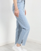Paça Yırtmaçlı Straight Kot Pantolon Buzmavi - 30532.1975.